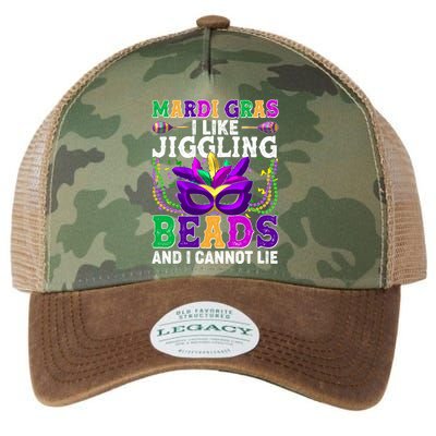 Funny Mardi Gras I Like Jiggling Beads And I Cannot Lie Legacy Tie Dye Trucker Hat