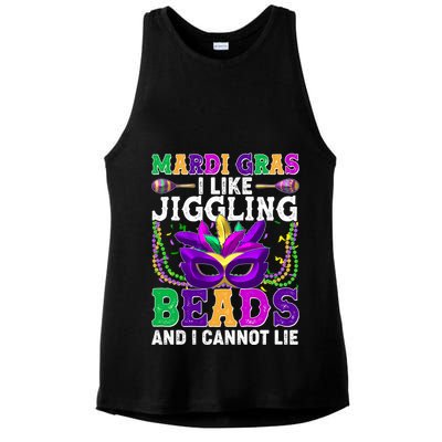 Funny Mardi Gras I Like Jiggling Beads And I Cannot Lie Ladies PosiCharge Tri-Blend Wicking Tank