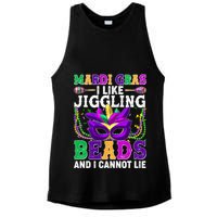 Funny Mardi Gras I Like Jiggling Beads And I Cannot Lie Ladies PosiCharge Tri-Blend Wicking Tank