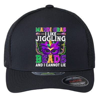 Funny Mardi Gras I Like Jiggling Beads And I Cannot Lie Flexfit Unipanel Trucker Cap