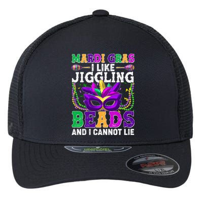 Funny Mardi Gras I Like Jiggling Beads And I Cannot Lie Flexfit Unipanel Trucker Cap