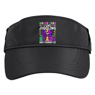 Funny Mardi Gras I Like Jiggling Beads And I Cannot Lie Adult Drive Performance Visor