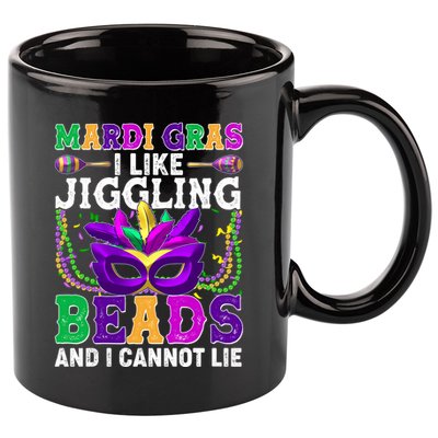 Funny Mardi Gras I Like Jiggling Beads And I Cannot Lie 11oz C Handle Ceramic Mug