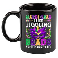 Funny Mardi Gras I Like Jiggling Beads And I Cannot Lie 11oz C Handle Ceramic Mug