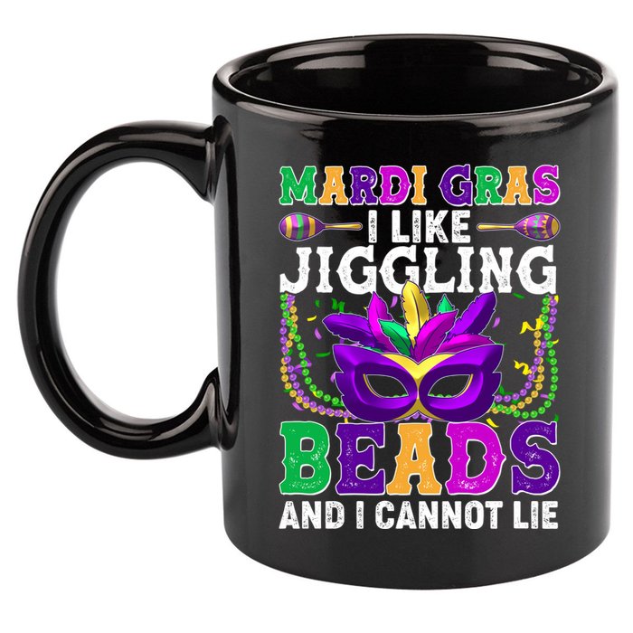 Funny Mardi Gras I Like Jiggling Beads And I Cannot Lie 11oz C Handle Ceramic Mug
