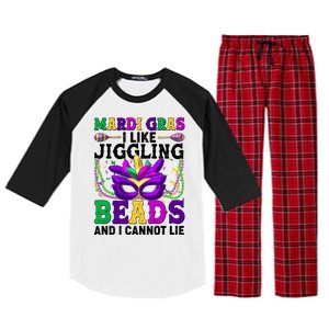 Funny Mardi Gras I Like Jiggling Beads And I Cannot Lie Raglan Sleeve Pajama Set