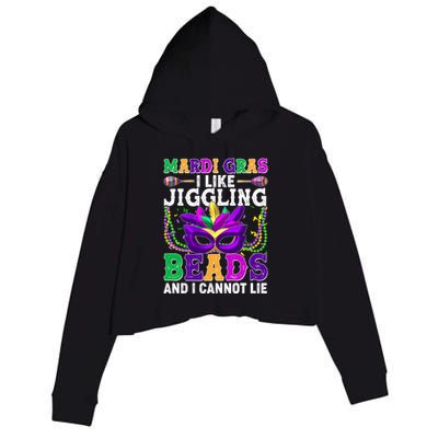 Funny Mardi Gras I Like Jiggling Beads And I Cannot Lie Crop Fleece Hoodie