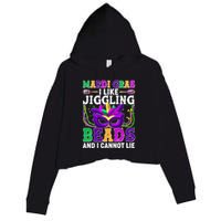 Funny Mardi Gras I Like Jiggling Beads And I Cannot Lie Crop Fleece Hoodie