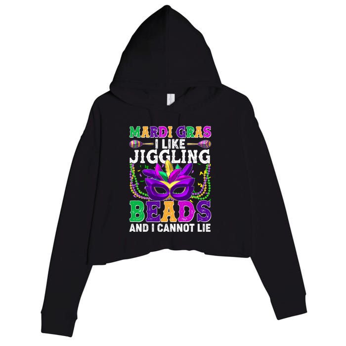 Funny Mardi Gras I Like Jiggling Beads And I Cannot Lie Crop Fleece Hoodie