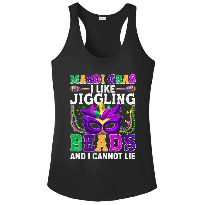 Funny Mardi Gras I Like Jiggling Beads And I Cannot Lie Ladies PosiCharge Competitor Racerback Tank