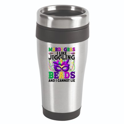 Funny Mardi Gras I Like Jiggling Beads And I Cannot Lie 16oz Travel Tumbler