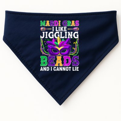 Funny Mardi Gras I Like Jiggling Beads And I Cannot Lie USA-Made Doggie Bandana