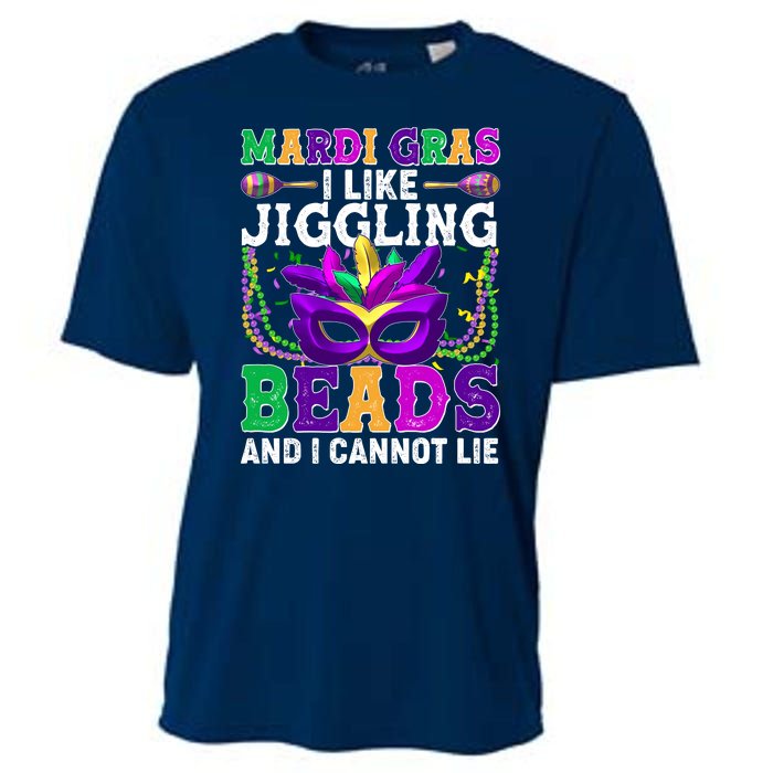 Funny Mardi Gras I Like Jiggling Beads And I Cannot Lie Cooling Performance Crew T-Shirt