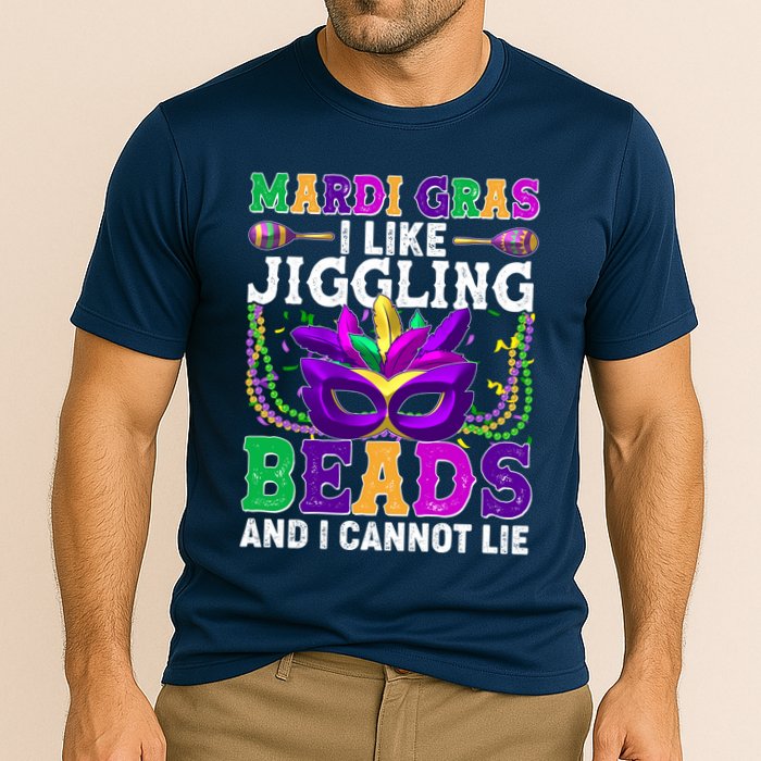 Funny Mardi Gras I Like Jiggling Beads And I Cannot Lie Performance Shirt