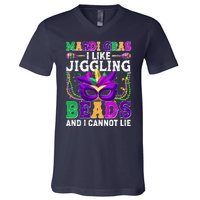 Funny Mardi Gras I Like Jiggling Beads And I Cannot Lie V-Neck T-Shirt