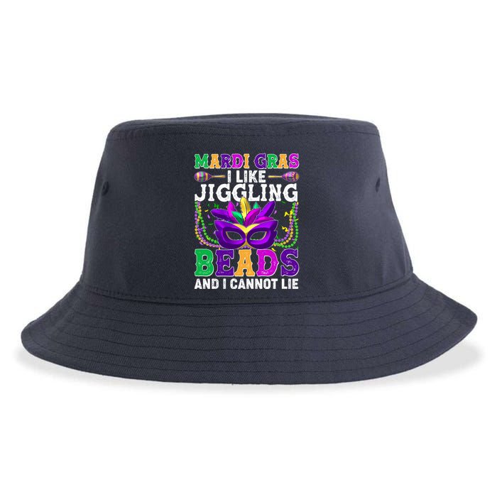 Funny Mardi Gras I Like Jiggling Beads And I Cannot Lie Sustainable Bucket Hat