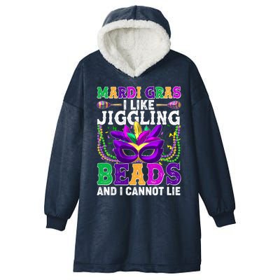 Funny Mardi Gras I Like Jiggling Beads And I Cannot Lie Hooded Wearable Blanket