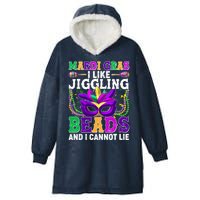 Funny Mardi Gras I Like Jiggling Beads And I Cannot Lie Hooded Wearable Blanket
