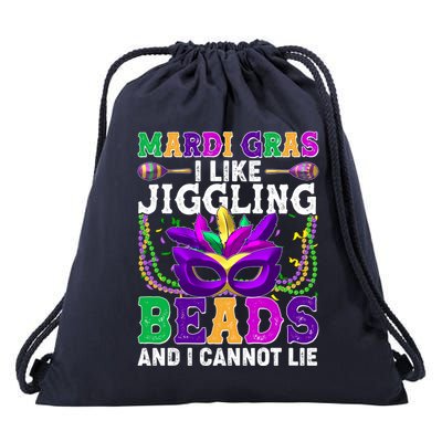 Funny Mardi Gras I Like Jiggling Beads And I Cannot Lie Drawstring Bag