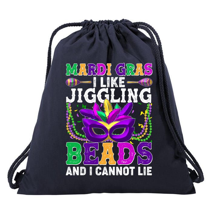 Funny Mardi Gras I Like Jiggling Beads And I Cannot Lie Drawstring Bag