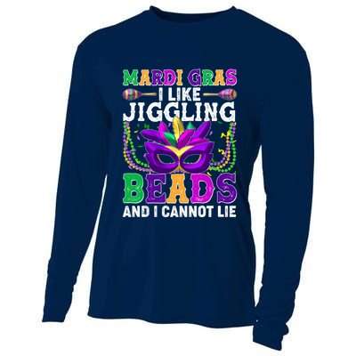 Funny Mardi Gras I Like Jiggling Beads And I Cannot Lie Cooling Performance Long Sleeve Crew