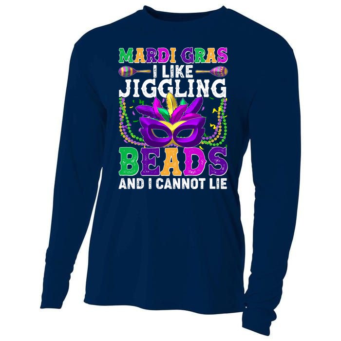 Funny Mardi Gras I Like Jiggling Beads And I Cannot Lie Cooling Performance Long Sleeve Crew