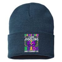 Funny Mardi Gras I Like Jiggling Beads And I Cannot Lie Sustainable Knit Beanie