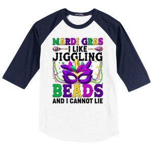 Funny Mardi Gras I Like Jiggling Beads And I Cannot Lie Baseball Sleeve Shirt