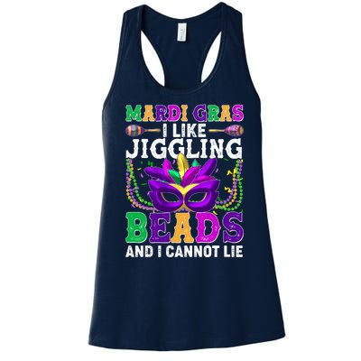 Funny Mardi Gras I Like Jiggling Beads And I Cannot Lie Women's Racerback Tank