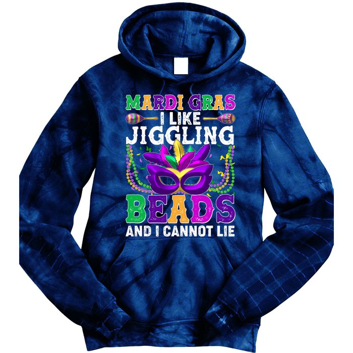 Funny Mardi Gras I Like Jiggling Beads And I Cannot Lie Tie Dye Hoodie