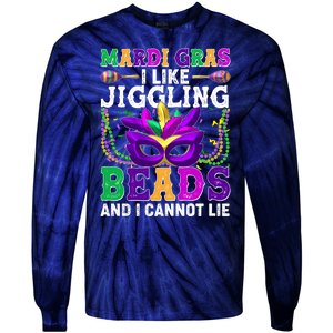 Funny Mardi Gras I Like Jiggling Beads And I Cannot Lie Tie-Dye Long Sleeve Shirt