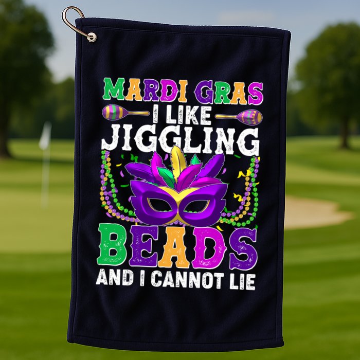 Funny Mardi Gras I Like Jiggling Beads And I Cannot Lie Golf Towel