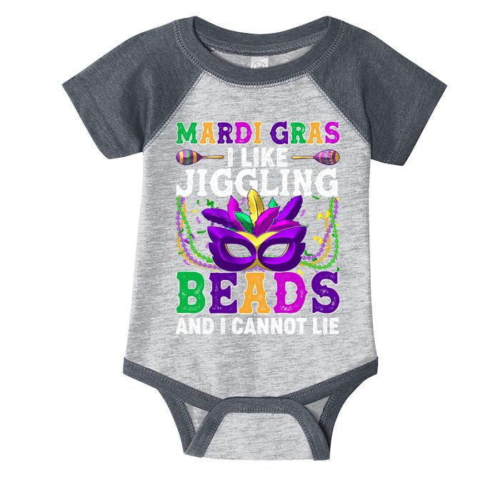 Funny Mardi Gras I Like Jiggling Beads And I Cannot Lie Infant Baby Jersey Bodysuit