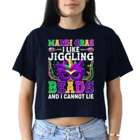 Funny Mardi Gras I Like Jiggling Beads And I Cannot Lie Crop Top