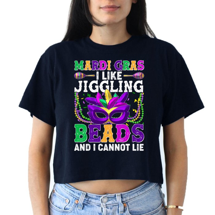 Funny Mardi Gras I Like Jiggling Beads And I Cannot Lie Crop Top