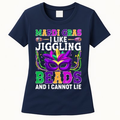 Funny Mardi Gras I Like Jiggling Beads And I Cannot Lie Womens T-Shirt