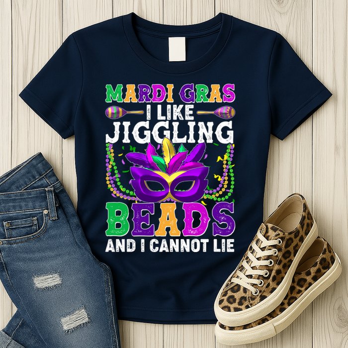 Funny Mardi Gras I Like Jiggling Beads And I Cannot Lie Womens T-Shirt