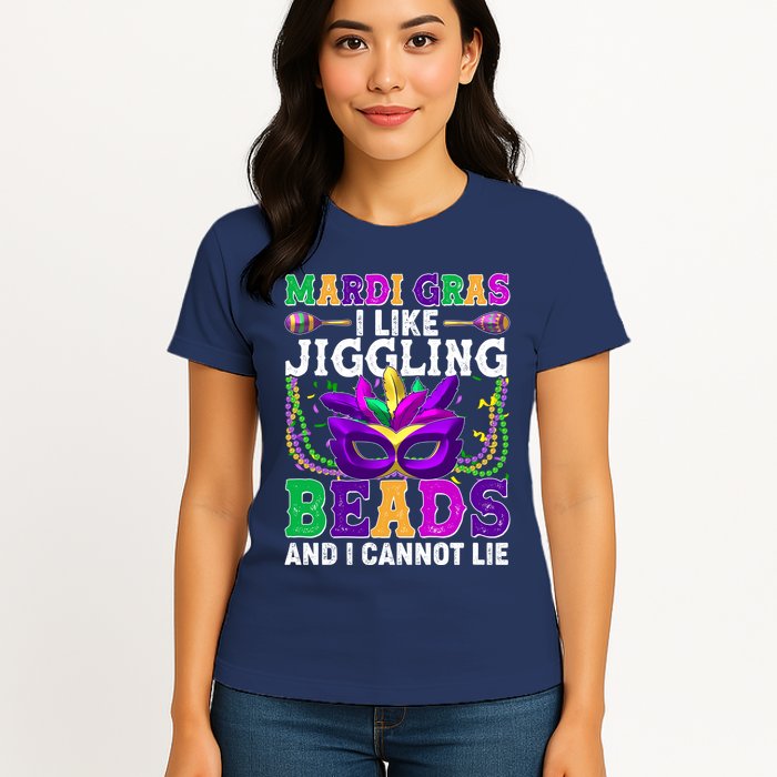 Funny Mardi Gras I Like Jiggling Beads And I Cannot Lie Womens T-Shirt