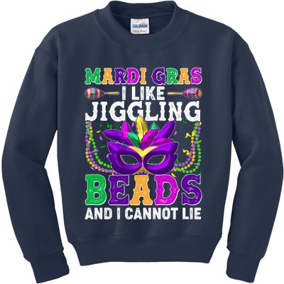 Funny Mardi Gras I Like Jiggling Beads And I Cannot Lie Kids Sweatshirt