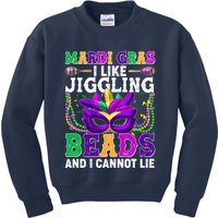 Funny Mardi Gras I Like Jiggling Beads And I Cannot Lie Kids Sweatshirt