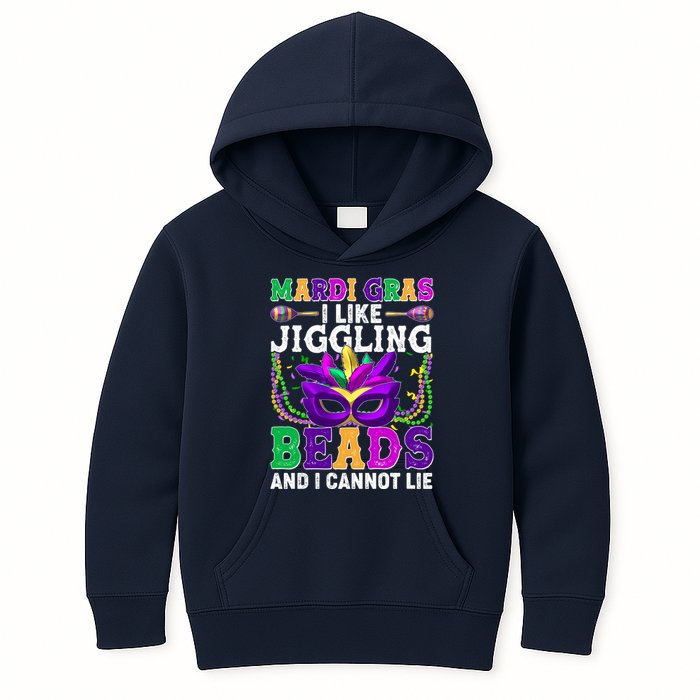 Funny Mardi Gras I Like Jiggling Beads And I Cannot Lie Kids Hoodie