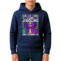 Funny Mardi Gras I Like Jiggling Beads And I Cannot Lie Kids Hoodie