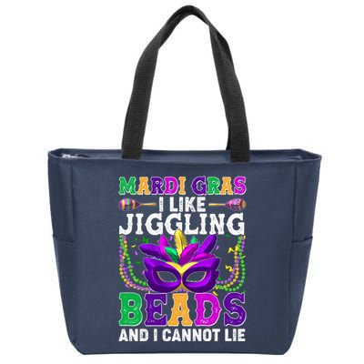 Funny Mardi Gras I Like Jiggling Beads And I Cannot Lie Zip Tote Bag
