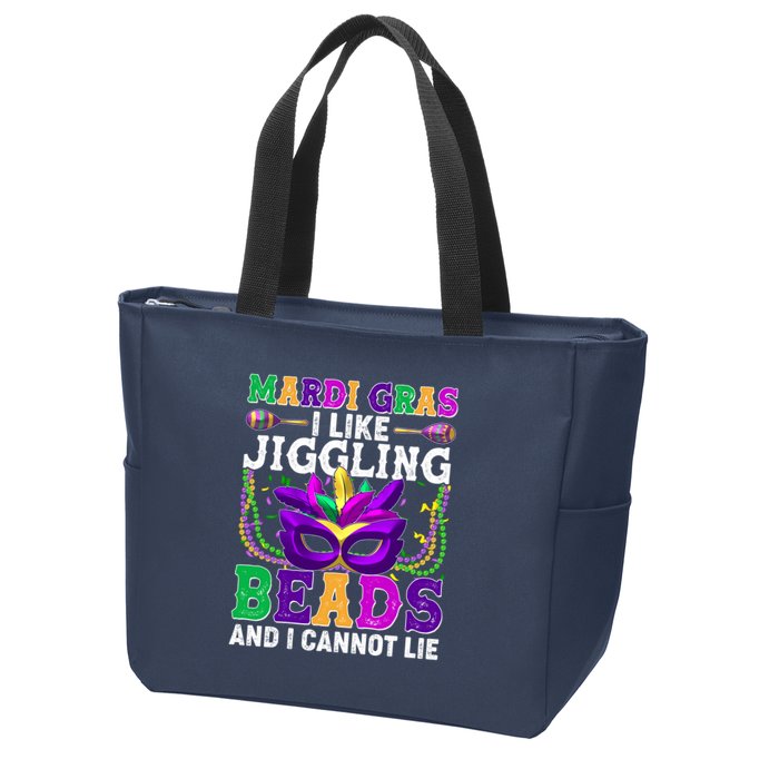 Funny Mardi Gras I Like Jiggling Beads And I Cannot Lie Zip Tote Bag