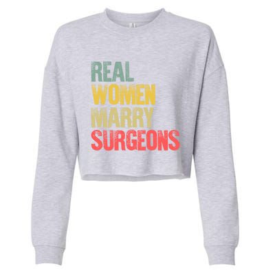 Funny Marriage Gift Real Marry Surgeons Bride Cute Gift Cropped Pullover Crew