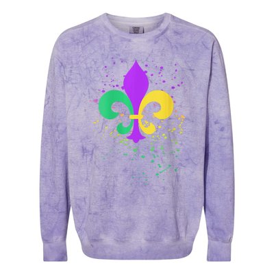 festival Mardi Gras Fleur De Lis Paint Splatter NOLA Colorblast Crewneck Sweatshirt