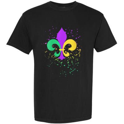 festival Mardi Gras Fleur De Lis Paint Splatter NOLA Garment-Dyed Heavyweight T-Shirt