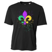 festival Mardi Gras Fleur De Lis Paint Splatter NOLA Cooling Performance Crew T-Shirt