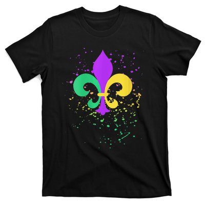 festival Mardi Gras Fleur De Lis Paint Splatter NOLA T-Shirt