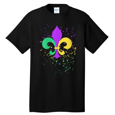 festival Mardi Gras Fleur De Lis Paint Splatter NOLA Tall T-Shirt